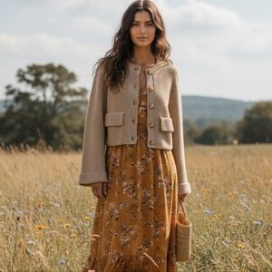 Zara Cropped Oversized Sleeves Cardigan Size S